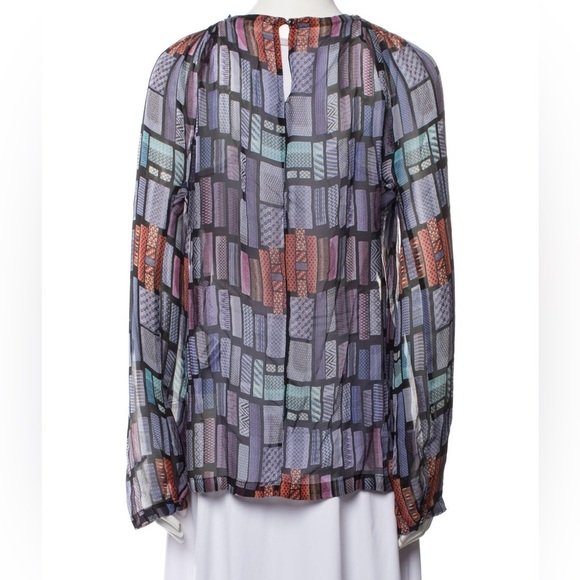 See By Chloe Purple and Orange Pleated Blouse, Size 8, Silk - Picture 3 of 10